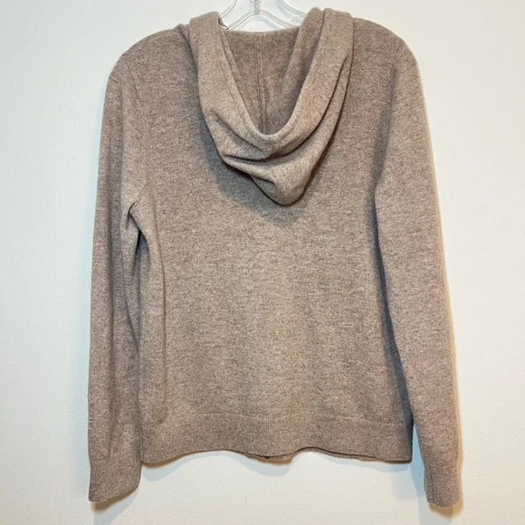 Quince Sweater 100% Mongolian Cashmere Full Zip Hoodie Oatmeal Beige Medium - Picture 2 of 5